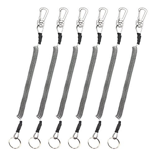 Booms Fishing T04 Fishing Lanyards Fishing Tool-Pole Safety Coil Lanyard Retractable Wire Inside Tup Cover 6pcs - pack_black