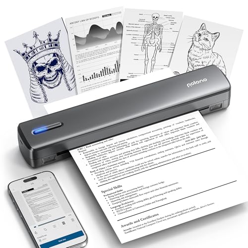 POLONO Portable Printers Wireless for Travel, D810 Bluetooth Thermal Printer Support for 8.5"x11" US Letter, Inkless Printer Compatible with iOS, Andr