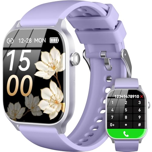 Smart Watch for Men Women- Answer-Make Call, IP68 Waterproof Fitness Tracker Watch with Heart Rate Monitor Sleep Step Counter (Purple, 1.83) 1.83 Purp