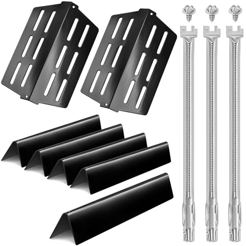 GasSaf 19.5 Burner Tubes | 17.5 Flavorizer Bars | Heat Plates Deflectors for Weber Genesis 300 Series E310 E320 E330 S310 S320 S330 Gas Grills(Front-C