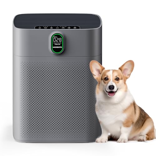 MORENTO Air Purifiers for Bedroom Home Large Room up to 1076 Sq Ft PM 2.5 Display Air Quality Sensor True HEPA Air Filter Remove the Pet Hair with Dou