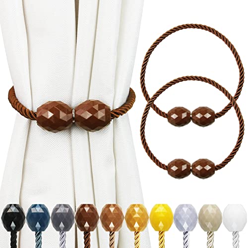 Strong Magnetic Curtain Tiebacks Coffee 2 Pack Decorative Tie Backs Outdoor Curtain Rope Tiebacks Elegant Curtain Holdbacks for Drapes