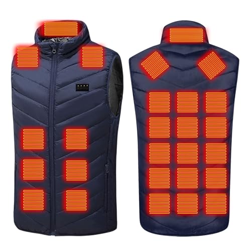 Heated Vest for Men Women, 4 Control 26 Heating Zones USB Electric Puffer Vest, Lightweight Winter Outerwear Jacket Blue 5X-Large