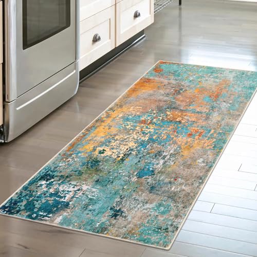Lahome Modern Abstract Runner Rug - 2x4.3 Washable Hallway Rug Runner Soft Bathroom Mat, Non Slip Indoor Throw Carpet Runner for Bedside Camper Baseme