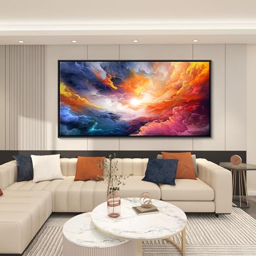 Pogusmavi Framed Colorful Wall Art | Abstract Canvas Art | Pictures for Living Room Wall Decoration | Contemporary Home & Office Decor | Colorful Larg