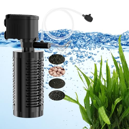 AquaMiracle True 4-Stage Fish Tank Filter, In-tank Submersible Aquarium Filter Internal Fish Filter with Aeration, for 10-40 Gallon Aquariums For 10-4