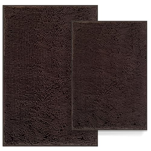 Bathroom Rugs Set 2 Piece Bathroom Set Bath Rugs Non Slip Bath Mats for Bathtub, Thick Soft Chenille Bath Rug Sets, Bathtub Mat, Ultra Absorbent Bath
