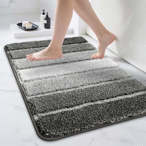 COSY HOMEER Bathroom Rugs 36"x24", Ultra Soft Absorbent Bath Mat with Non-Slip TPR Backing, Machine Washable Shaggy Rug for Bathroom Floor, Dark Gray
