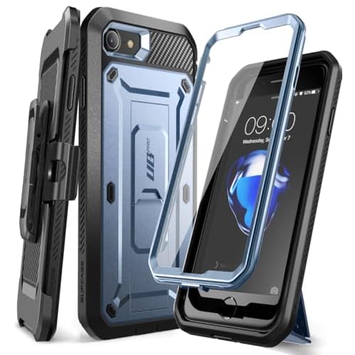 SUPCASE Unicorn Beetle Pro for iPhone SE 2022-iPhone SE 2020-iPhone 8-iPhone 7, Built-in Screen Protector (Cerulean)