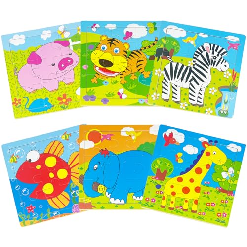 Sealive 6-Pack Wooden Puzzles for Kids Ages 3-5, 9-Piece Jigsaw Puzzles for Kids 3-5, Fun and Educational Toys for 3-Year-Old Girls and Boys – Best