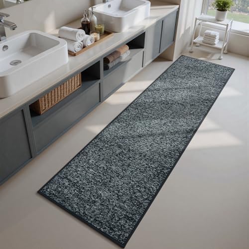 PADOOR- Bath Mat Rug Long 17"x59"-Super Absorbent Bathroom Mats-Rubber Backed Bath Mats for Bathroom Non Slip, Machine Washable Bathroom Runners Front