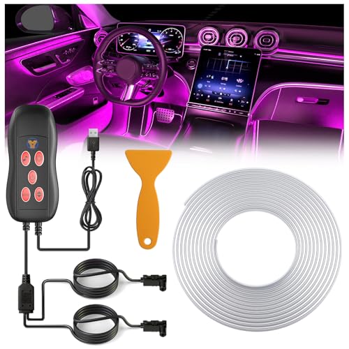 Qoope Interior Car LED Strip Lights 12V RGB LED Ambient Lighting, USB Fiber Optic Lights 5M 16 FT Interior Car Lights with for Decorative Accessories