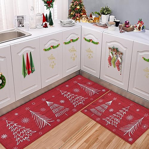 Garvee Christmas Kitchen Mat Washable Runner Rug Non Skid Kitchen Rugs and Mats Xmas Decorative Runner Mats Non-Slip Kitchen Floor Mat for Laundry Sin
