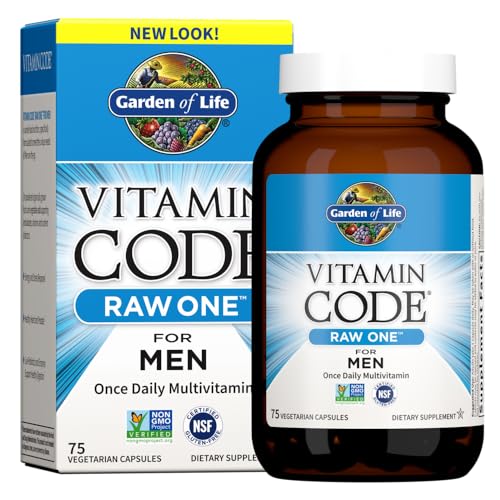 Garden of Life Vitamin Code Raw One for Men, Once Daily Multivitamin, 75 Capsules, One a Day Mens Vitamins Plus Fruit, Veggies & Probiotics for Mens H