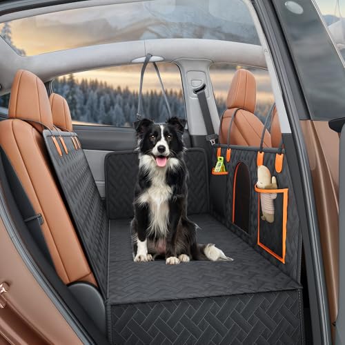 YITAHOME L 50" Dog Car Seat Cover, Waterproof Back Seat Extender for Dogs, Dog seat Cover for Back seat Hard Bottom Holds 400lbs, Pet Protector with M