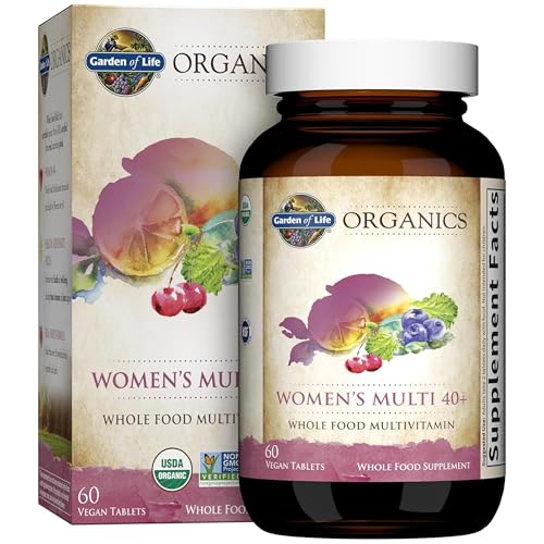 Garden of Life Organics Vitamins for Women 40+ - 60 Tablets, Womens Multi 40+, Vegan Vitamins for Women Over 40, Hormone & Breast Health Support Blend