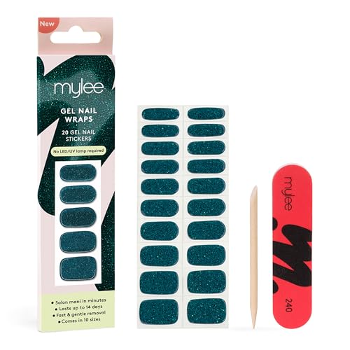 Mylee Gel Nail Wraps [Bauble] – 10 Pre-Cured Gel Stickers for Instant Mani – No Lamp Needed, Chip-Resistant, Glossy Finish, Lasts Up to 14 Days �
