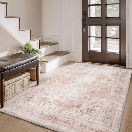 AMOAMI-3X5 Area Rug-Soft Washable Vintage Throw Accent Rugs for Living Room, Entryway, Bedroom, Kitchen, Bathroom, Laundry Room, Kitchen, Bathroom, Be