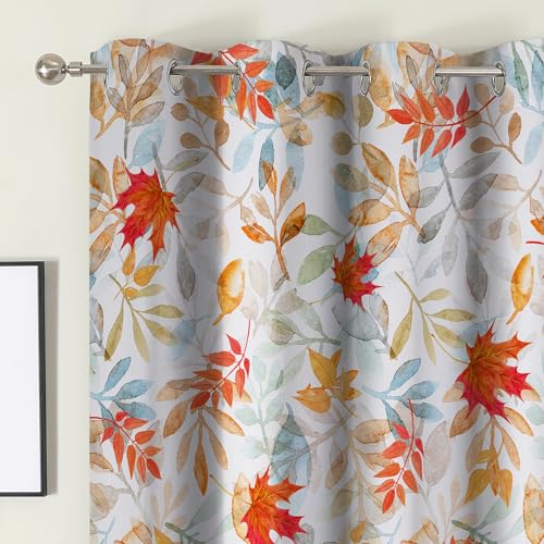 Fall Curtains 84 Inches Long, Fall Leaves Living Room Curtains Room Darkening, Thanksgiving Decor for Home, Light Blocking Drapes with Grommet for Bed