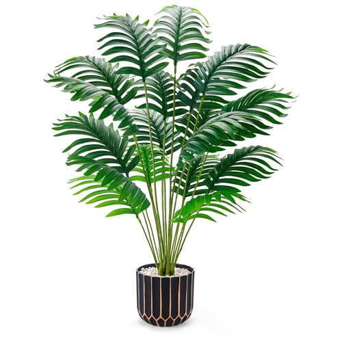 Der Rose Fake Plants Tall 28'' Artificial Palm Tree Faux Plants Indoor for Living Room Home House Decor 1 28"-Palm