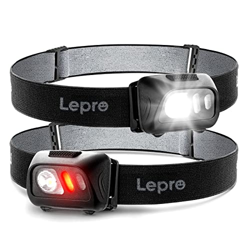 Lepro LED Headlamp Flashlights, 1500Lux Head Lamp with 6 Lighting Modes and Red Light, IPX4 Waterproof Headlamp for Camping Hiking Backpacking Fishing