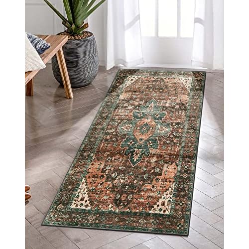 Moynesa Ultra-Thin Washable Runner Rug - 2x4 Laundry Room Rug Runners for Kitchen Non-Slip, Vintage Stain Resistance Non Shedding Bedroom Carpet Runne