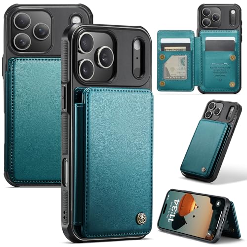 for iPhone 17 Pro Max Wallet Case with RFID Blocking and 5 Credit Card Holder, Premium Durable Slim Leather Magnetic Clasp Kickstand Heavy Duty Shockp