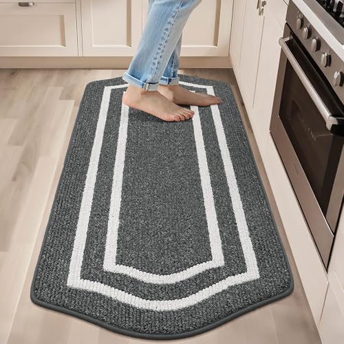 COSY HOMEER Long Kitchen Floor Mats for in Front of Sink Super Absorbent Kitchen Rugs and Mats 24"x59" Non-Skid Kitchen Mat Standing Mat Washable,Poly