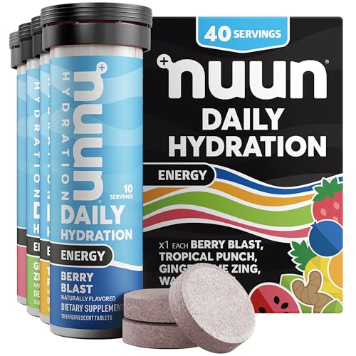 Nuun Energy Electrolyte Tablets with Ginseng, Caffeine from Green Tea Extract, Vitamin B12, B6, B5, Magnesium & 4 Other Electrolytes, Gluten Free & Ve