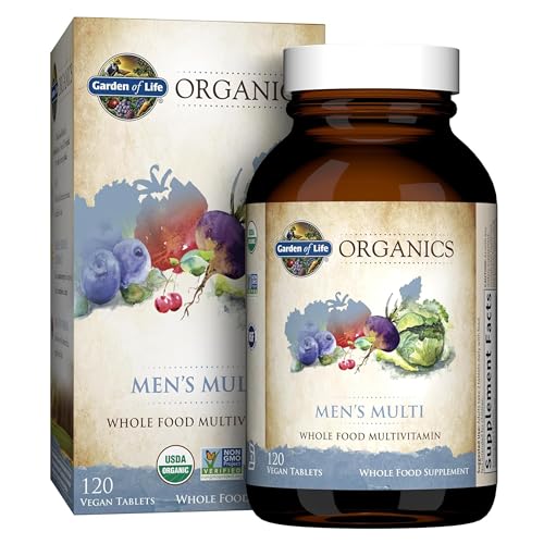 Garden of Life Organics Whole Food Multivitamin for Men, 120 Tablets, Vegan Mens Vitamins and Minerals for Health and Well-Being, Certified Organic Ve