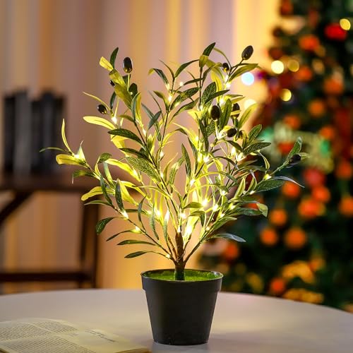 Artificial Olive Tree Lamp, Faux Olive Tree and Fruits Artificial Tree for Office House Living Room Bedroom Stairs Foye Coffee Shop Rack Clothing Stor