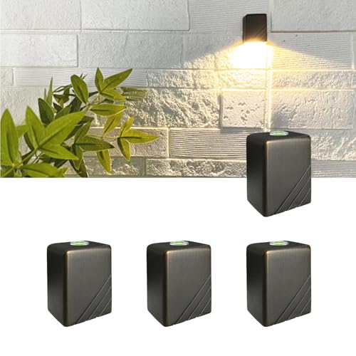 COLOER Brass Modern Wall Sconces, 12V Low Voltage LED Deck Lights Outdoor, Wall Light for Indoor-Outdoor,Bedroom, Living Room, Hallway (4-Pack) 2" Rec