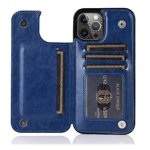 for iPhone 15 Pro Max Wallet Case with Credit Card Holder,RFID Blocking,PU Premium Leather Double Magnetic Clasp Kickstand Heavy Duty Protective Cover