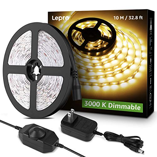 Lepro LED Strip Light, 32.8Ft Dimmable Vanity Lights, 3000K Super Bright LED Tape Lights, 420 LEDs SMD 2835, Strong 3M Adhesive, Suitable for Home, Ki