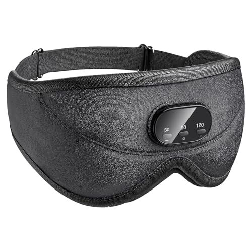 Wireless Sleep Headphone, 3D Eye Mask with 38White Noises and Relaxing Music, Stream Content via Bluetooth 5.3, 14H Playtime and 30-90-120M Timer, Bla