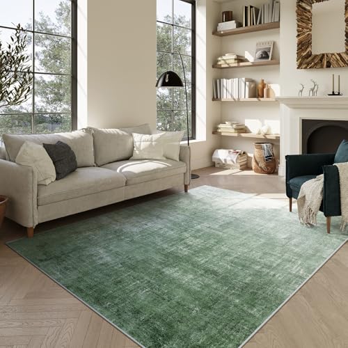 Lahome Green 6x9 Area Rugs Boho Washable Rugs for Living Room, Modern Abstract Rugs for Bedroom, Ombre Non-Slip Throw Dining Room Rug Carpet for Playr