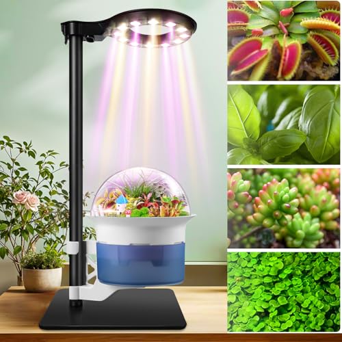 Smart Venus Fly Trap Terrarium Kit with Metal Stand,Self Watering Pots for Indoor Plants,Smart Planter Pot with Grow Light&Timer for Succulents,Herbs,