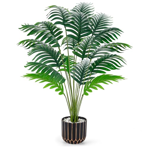 Der Rose 28" Fake Palm Tree Large Artificial Potted Plants Indoor for Home Porch Patio Living Room Bathroom Outdoor Decor 1
