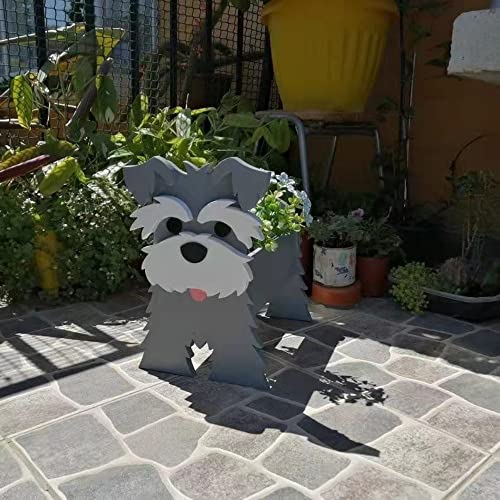 MADEI Cute Dog Planter Plant Pot,Pomeranian Schnauzer Container Rack for Outdoor Indoor Storage Containers Plants and Stuff (Small,Schnauzer Grey), Gr