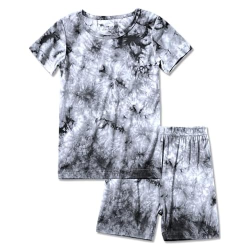 Jimonda Baby-Toddler Soft Sleepwear Short sleeve Kids Cool Pajama Outdoor 2-Piece Shirt&Shorts Casual sets Tie Dye PJ 2T Grey Tie Dye