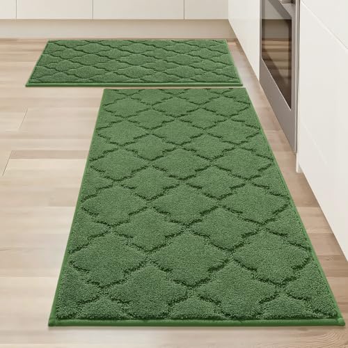 COSY HOMMER Nonslip Kitchen Rug Set 2 Pack, 51x76cm+51x122cm, 100% Polyester Absorbent Soft Kitchen Floor Mats Carpet Rug Mat Runners,Machine Washable