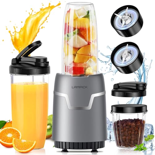 Smoothie Blender, 1100W Personal Blender for Shakes and Smoothies, Blenders and Grinder Combo for Kitchen with 2 * 22 Oz To-Go Cup and Lid for Protein