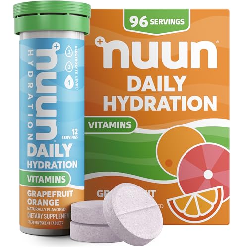 Nuun Vitamins Electrolyte Tablets with Vitamin D, C, E, A, & B6, Folic Acid, Magnesium & 4 Other Essential Electrolytes, Gluten Free & Vegan, Grapefru