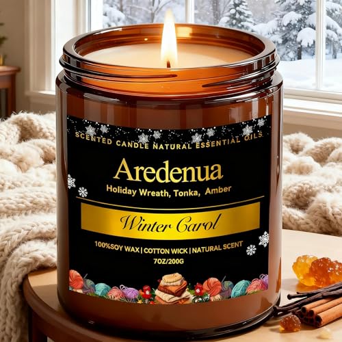 Winter Candles - Warm Cashmere Candle | Warm & Cozy Holiday Scented Candles - 7oz Jar Soy Candle for Winter Home, Holiday & Christmas Gifts for Women