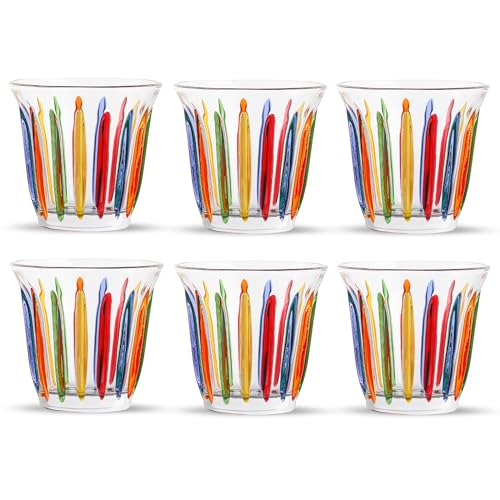 MHW-3BOMBER Coffee Glasses of 6 Drinking Glasses 8.1OZ Colored Painted Latte Glasses for Espresso, Whiskey, Vodka, Spirits & Liquors G5035C*6 Colored