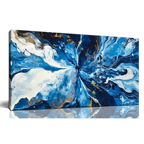 Blue Pictures Wall Decor for Living Room - Abstract Paintings Canvas Wall Art for Bedroom Decor Size 20" x 40" 40"L x 20"W Blue 5