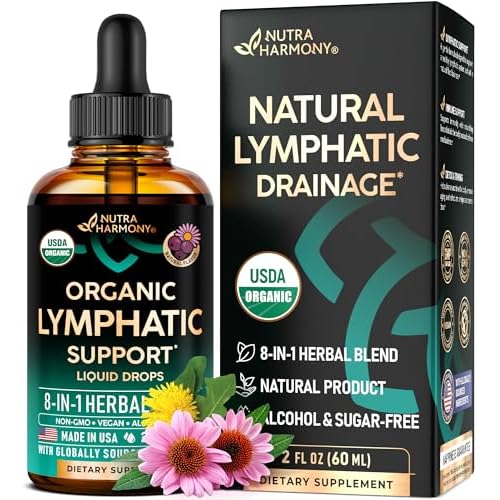 USDA Organic Lymphatic Drainage Supplement - Echinacea | Elderberry | Dandelion | Rosehip | Cleavers | Calendula | Burdock - Made in USA - Lymph Syste