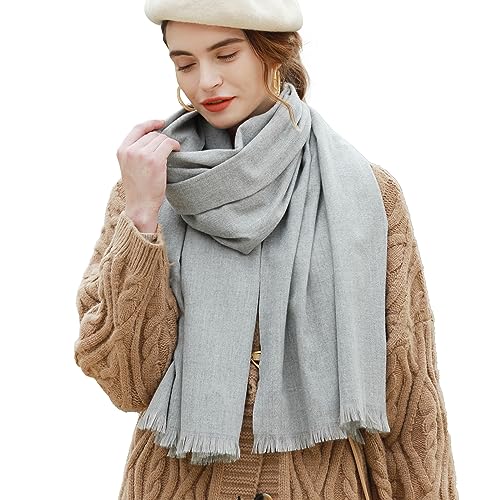 RIIQIICHY Scarfs for Women Pashmina Shawl Wraps for Evening Dresses Women Scarf for Wedding Large Winter Scarves Light Grey