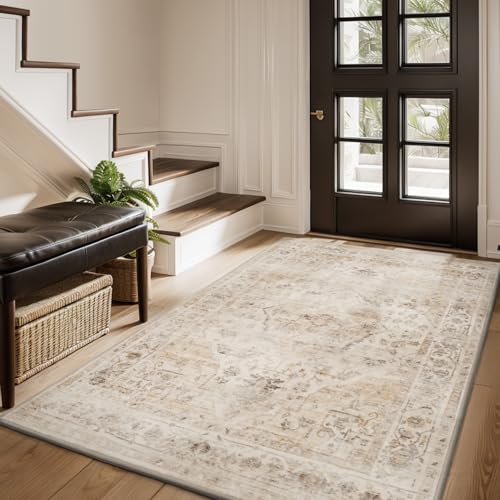 AMOAMI-3X5 Area Rug-Soft Washable Vintage Throw Accent Rugs for Living Room, Entryway, Bedroom, Kitchen, Bathroom, Laundry Room, Kitchen, Bathroom, Be