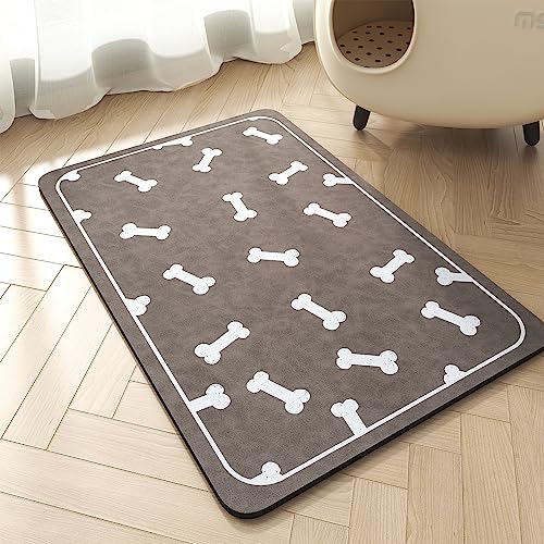 Pet Feeding Mat for Food and Water Bowl-No Stains Easy Clean Dog Food Quick Dry DogMat-Puppy Supplies Dog Water Bowl Mats 12"X19" BROWN